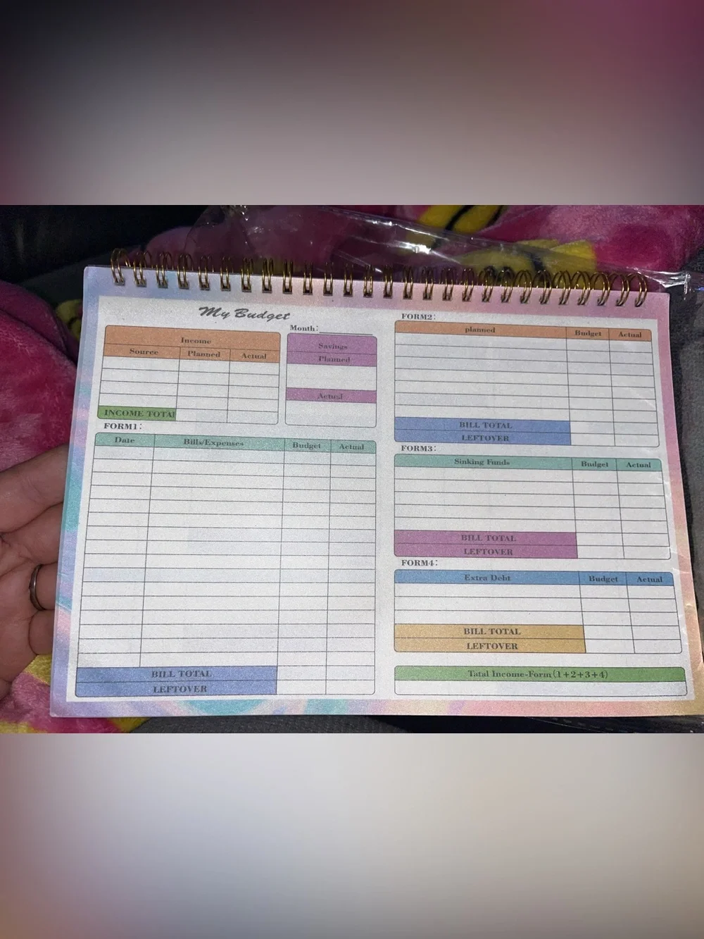 Spiral-Bound Budget Planner Notebook in Pastel Accents
